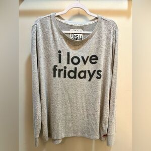 Peace Love World "I Love Fridays" Long Sleeve Sweater Size 1X